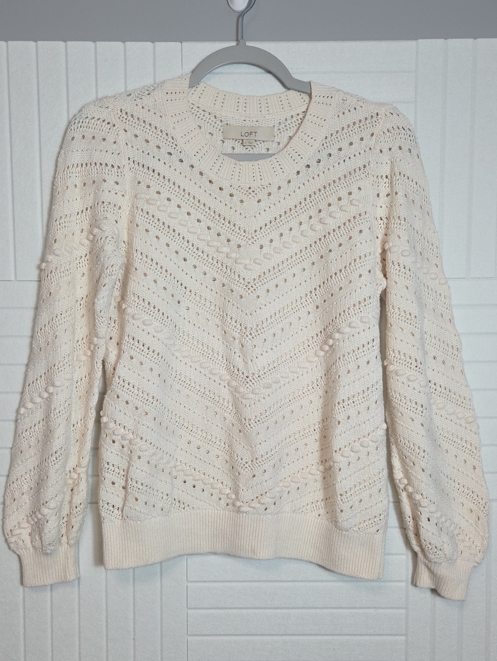 LOFT 100% Cotton Ivory Sweater Size S